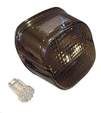 Smoke Laydown Taillight Lens With Red LED Bulb For Harley Late 2003-2012 Big Twin & Sportster Models