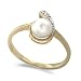 9ct Yellow Gold Ladies Cultured Pearl and ½pt of Diamonds Set Dress Ring Size - P