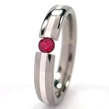 New 4mm Titanium Tension Set Ring w/ Silver Inlay, Ruby Bands, Free Sizing 4.5-11