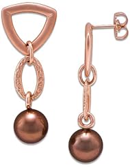 Chocolate Tahitian Pearl Earrings in 14K Rose Gold (9-10mm)