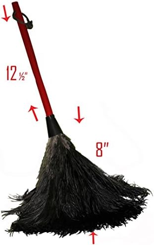 Feather Duster with Red Hardwood Handle / Gray Ostrich Feathers / Hand Duster - 20.5"