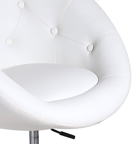 StarHomes Snow White Roud-Back Design Egg Shape Swivel Chair Adjustable Height Counter Chair Bar Stools - Set of 2 (height up to 25.2 inch)
