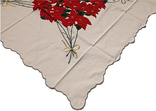 Red Poinsettia Linen Table Center