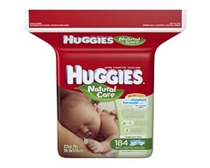 Huggies Natural Care Fragrance Free Baby Wipes, 552 Total Wipes 184 Count (Pack of 3), Packaging May Vary