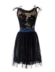 Applique Lace  Open-Back Short Round Neck Satin/Tulle Prom Dress/Party Dress  With a Bow(s)