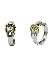 OWC Sterling silver Buckle hoop earring w. 14k hasp