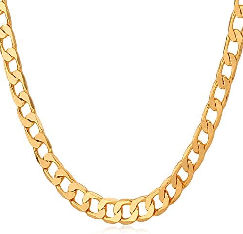 U7 Jewelry 18K Gold Plated Men's Cool Cuban Curb Chain Necklace , 26"