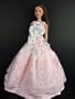 Pink Ball Gown with Pink Flowers Made to Fit the Barbie Doll
