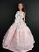 Pink Ball Gown with Pink Flowers Made to Fit the Barbie Doll