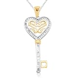 10k Two-Tone Gold Diamond Key Pendant (1 5 cttw, I-J Color, I3 Clarity), 18