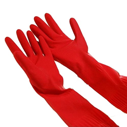 Sannysis Rubber Latex Dish Washing Cleaning Long Gloves Household Kitchen Glove