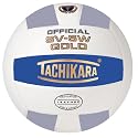 Tachikara Sv5W Gold Competition Premium Leather Volleyball (College Blue/White/Silver Gray)
