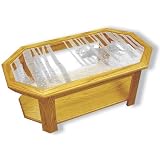 Glass Top Octagon Coffee Table - Solid Oak, Fully Assembled - Wildlife Moose Art Etching by MasterVisions Etched Glass Home Decor