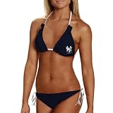 MLB New York Yankees Ladies 2-Piece Ruffle Bikini - Navy Blue (X-Large)