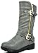 DREAM PAIRS KNICE Girls Fashion Dual Buckle/Zipper Quilted Mid Calf Faux Fur Lining Winter Motorcycle Riding Boots