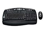 Logitech LX300 Cordless Desktop Keyboard & Cordless Optical 3 Btn Mouse - Black & Silver Finish