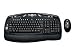 Logitech LX300 Cordless Desktop Keyboard & Cordless Optical 3 Btn Mouse - Black & Silver Finish