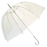 Super Sturdy Large Clear See-Through Bubble Umbrella with Silver Trim