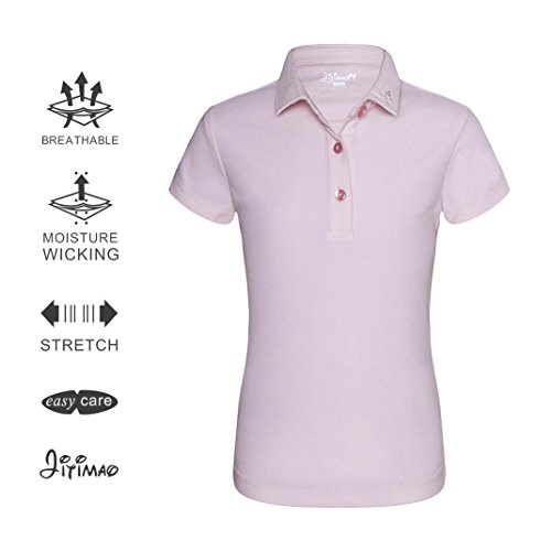 JITIMAO Junior Girls Short Sleeve Performance Golf Polo Shirt Slim Fit