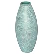 Handcrafted Olive Terracotta Vase With Sea Blue Swirl Etchings