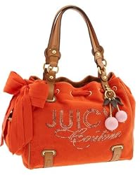 Juicy Couture Velour Rhinestone Cherry Charm Daydreamer Bag Tote Popfield Orange