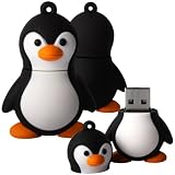 Shop4 8GB Black / White Cute Penguin Shape Novelty USB Data Memory Stick Storage Device with Key Chain