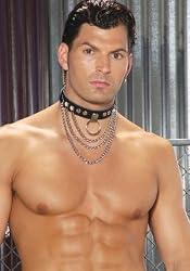 Leather Collar With Chains And O Ring (Black;Men's One Size)