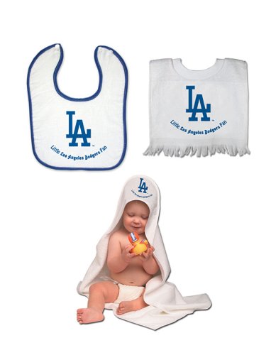 LA Dodgers TEAM TODDLER SET - Hooded towel, Pullover Bib & Snap Bib with Color trim