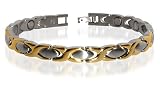 Two Tone Titanium Magnetic Hugs & Kisses Bracelet 7.5