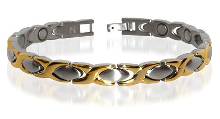 Two Tone Titanium Magnetic Hugs & Kisses Bracelet 7.5″