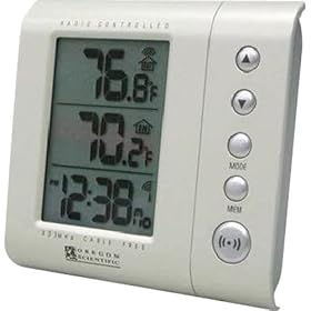 Wireless Thermometer with Self-Setting Atomic Clock, RMR602A by Oregon Scientific