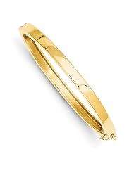 14k Yellow Gold 5.3mm Polished Solid Hinged Bracelet Bangle. Metal Wt- 22.21g
