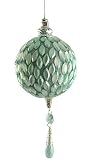 8 Teal Green Winter Frost Beaded Ball Finial Christmas Ornament
