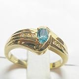 14K Blue and White Diamond Ring