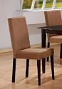 Furniture online: Set of 2 Brown Microfiber Parsons Dining Chairs w/Cappuccino Finish Legs
