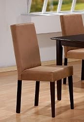SetOf2BrownMicrofiberParsonsDiningChairs
