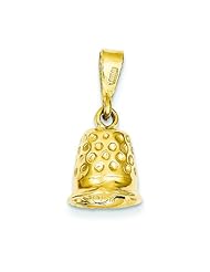 14K Yellow Gold 3D Thimble Charm Sewing Jewelry