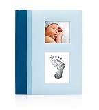 Pearhead Classic Baby Book with Clean Touch Ink Pad Included, Blue