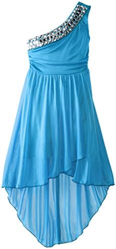 Ruby Rox Big Girls' One-Shoulder Dress with Rhinestones