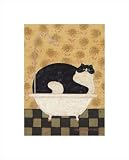 Cat in Hot Tin Tub by Warren Kimble poster print,8 in. x 10 in.