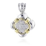 18K & Sterling Silver Square Diamond Charm