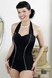 What Katie Did L7011 Classic Black Swimsuit with Blue Piping