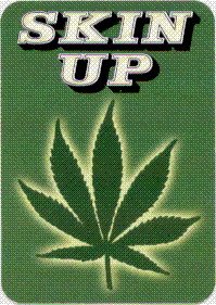 Skin Up - With Marijuana Pot Leaf on Green - Sticker / Decal (Hemp)
