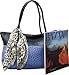 Femina Two-Tone Faux Ostrich Tote Shoulder Bag (Black/Blue) with a NutriChart