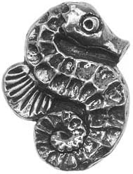 Green Girl Studios Button Pendant Bead, 23mm Seahorse, 1 Piece, Pewter