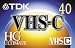 TDK TC40HG High Grade Ultimate VHS-C Video Tape (40 min.)