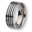 Black Enamel Flat Polished Titanium Ring (8.0 mm) - Sizes 6-13