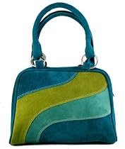 Bewitched Accessories Zip Top Suede Bag in Tonal wave design
