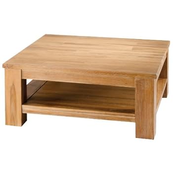 Table basse en teck blanchi carrée 2 niveaux Cosmos Zago