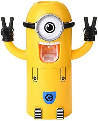 Cute Despicable Me Minion Design Wash Set Toothbrush Holder Automatic Toothpaste Dispenser with Brush Cup One Eye